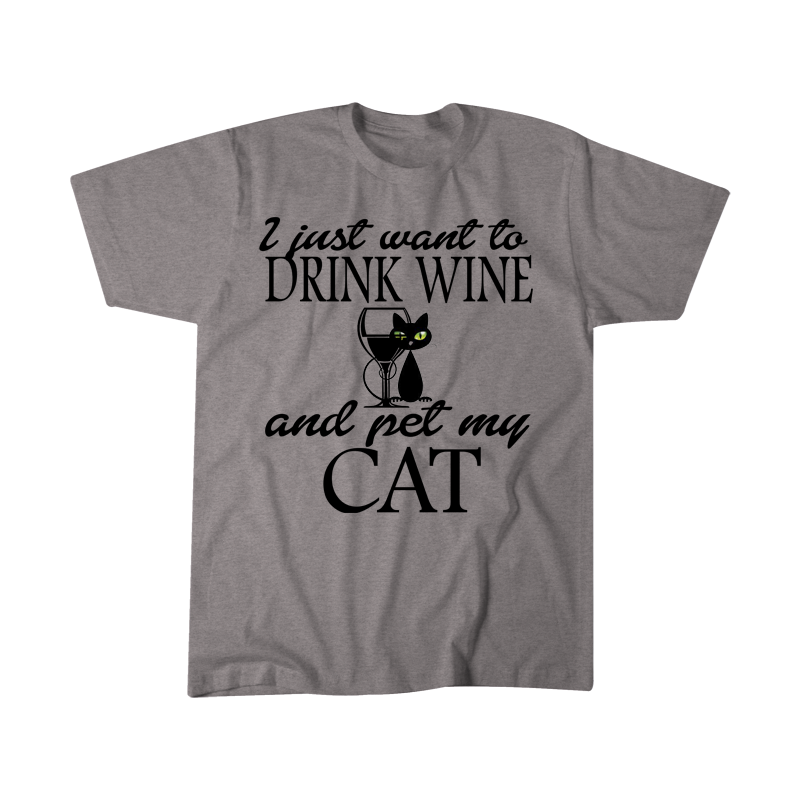 Drink Wine and Pet Cat Tshirt - 2